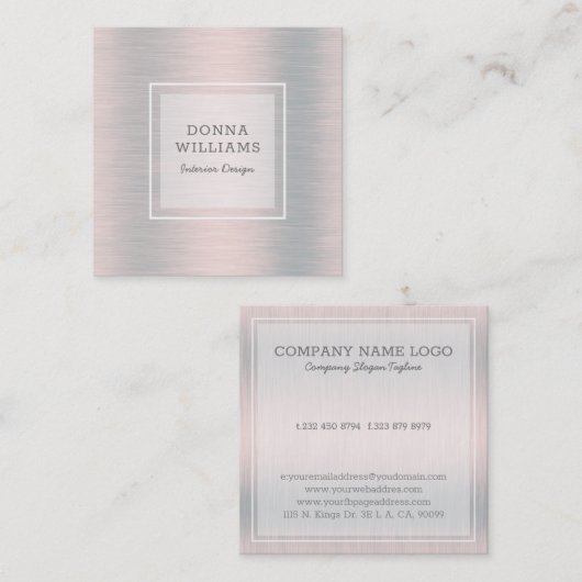 Hellgrau-metallischer Hintergrund Quadratische Visitenkarte (Vorne/Hinten)