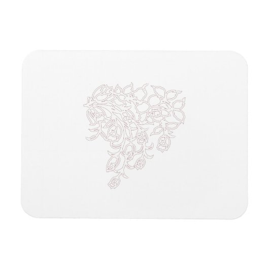 Hellgrau, Milchweiß, Blumendesign Magnet (Horizontal)