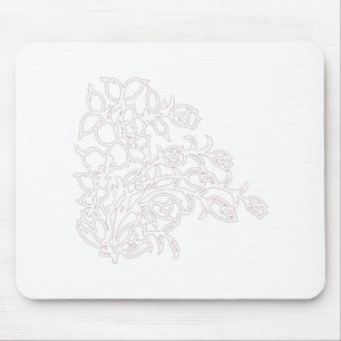 Hellgrau, Milchweiß, Blumendesign Mousepad