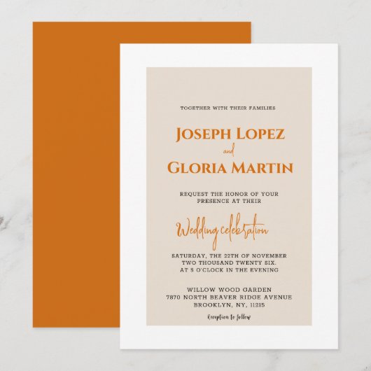 Hellgrau Minimalistisch Chic Einfache Hochzeit Einladung (Vorne/Hinten)