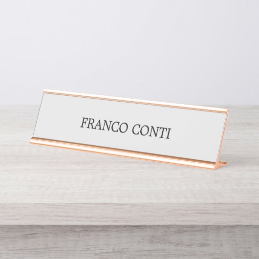 Hellgrau Minimalistisch Schlicht modern Schreibtischnamensplakette (Vorderseite )