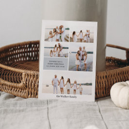 Hellgrau Moderne neutrale 5-Foto Elegant Feiertagskarte