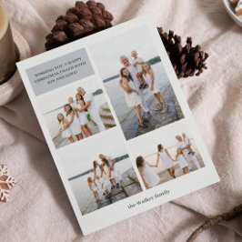 Hellgrau Modernes, neutrales 4-Foto-Elegant Feiertagskarte