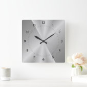 Hellgrau, silber unter Metall Quadratische Wanduhr (Zuhause)