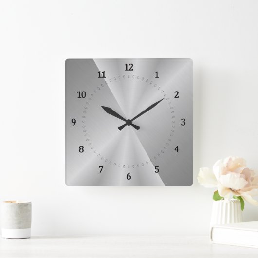 Hellgrau, silber unter Metall Quadratische Wanduhr (Zuhause)