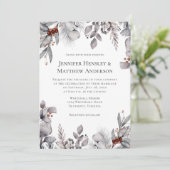 Hellgrau, Silberterracotta WinterWedding Einladung (Stehend Vorderseite)