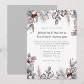 Hellgrau, Silberterracotta WinterWedding Einladung (Vorne/Hinten)