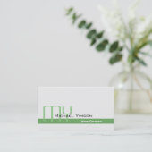 Hellgrau und grün mit Monogramm Beruflich Visitenkarte (Stehend Vorderseite)