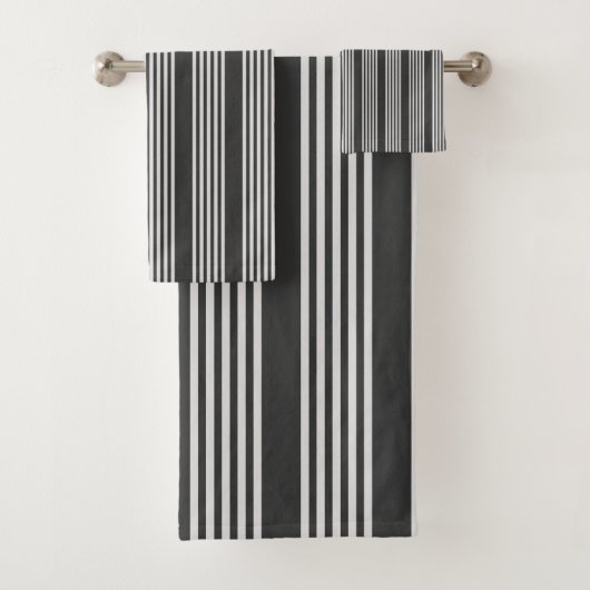 Hellgrau und Holzkohle 5 Streifen Muster Badhandtuch Set (Insitu)