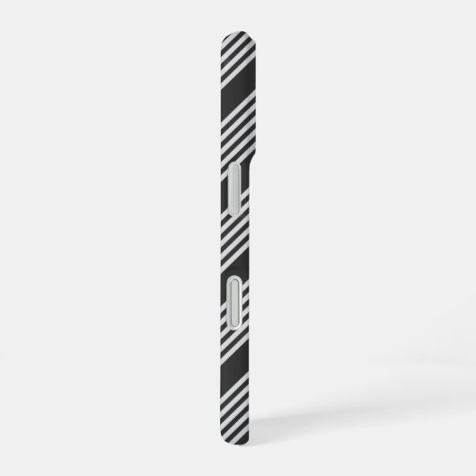 Hellgrau und Holzkohle 5 Streifen Muster iPhone 16 Hülle (Rechte Seite)
