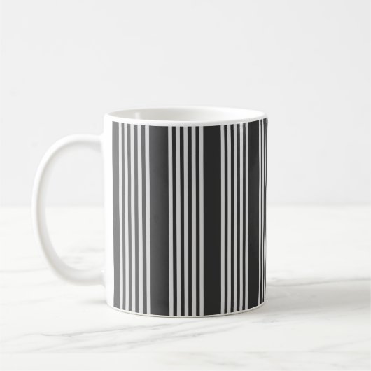 Hellgrau und Holzkohle 5 Streifen Muster Kaffeetasse (Links)