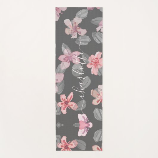 Hellgrau und rosa Monogramm Yogamatte (Vorderseite)