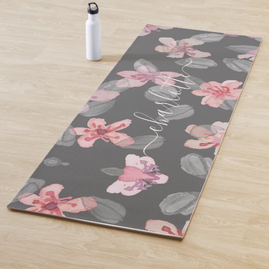 Hellgrau und rosa Monogramm Yogamatte (Beispiel)