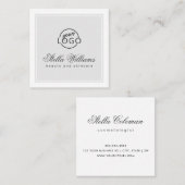 Hellgrau-weiße Logo-Minimalist Quadratische Visitenkarte (Vorne/Hinten)