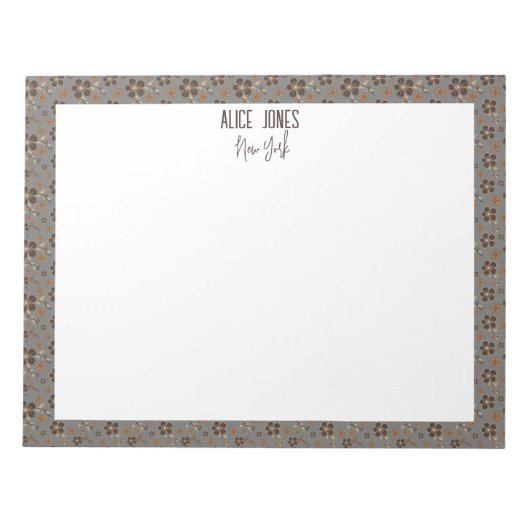 Hellgraubraune Blume Notizblock (Vorderseite)