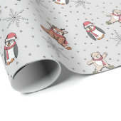 Hellgraue Babys Erste Weihnachtswintertiere Geschenkpapier (Rolleneckpunkt)