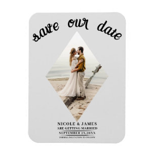 Hellgraue Diamant Foto Hochzeit Termin vormerken Magnet