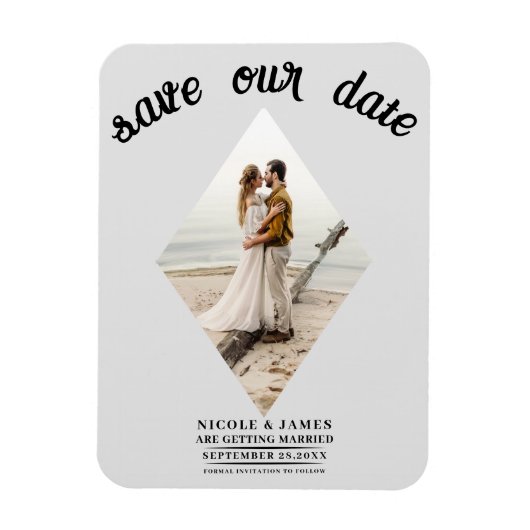 Hellgraue Diamant Foto Hochzeit Termin vormerken Magnet (Vertikal)
