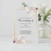 Hellgraue Elegante Hochzeit der Blumen Einladung (Stehend Vorderseite)