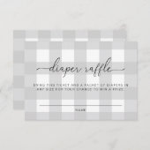 Hellgraue Gingham Diaper Raffle Ticket Card Begleitkarte (Vorne/Hinten)