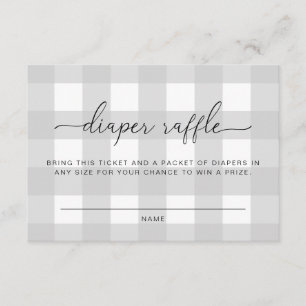 Hellgraue Gingham Diaper Raffle Ticket Card Begleitkarte