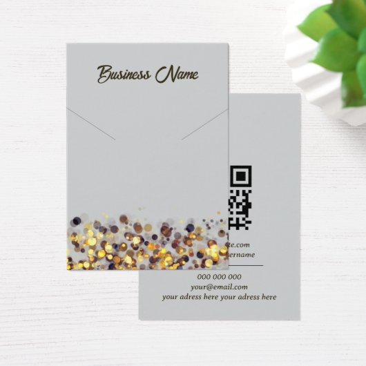 Hellgraue goldene QR-Code-Halskette-Display-Karte (Schreibtisch)