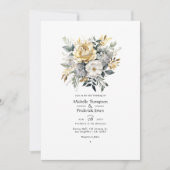 Hellgraue, grüne und Imitate Foil Gold Hochzeit Einladung (Vorderseite)