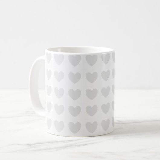 Hellgraue Herzen Kaffeetasse (Vorderseite Links)