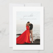 hellgraue Kalligraphie-Rahmen Foto-Kalligraphie Save The Date (Vorderseite)