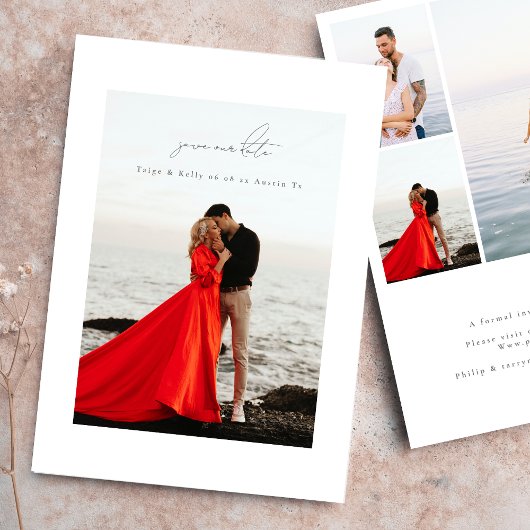 hellgraue Kalligraphie-Rahmen Foto-Kalligraphie Save The Date