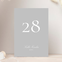 Hellgraue klassische Elegant Calligrafy Wedding Tischnummer