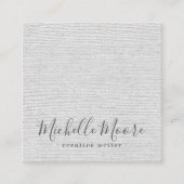 Hellgraue Leinen minimalistisch beruflich Quadratische Visitenkarte (Vorderseite)