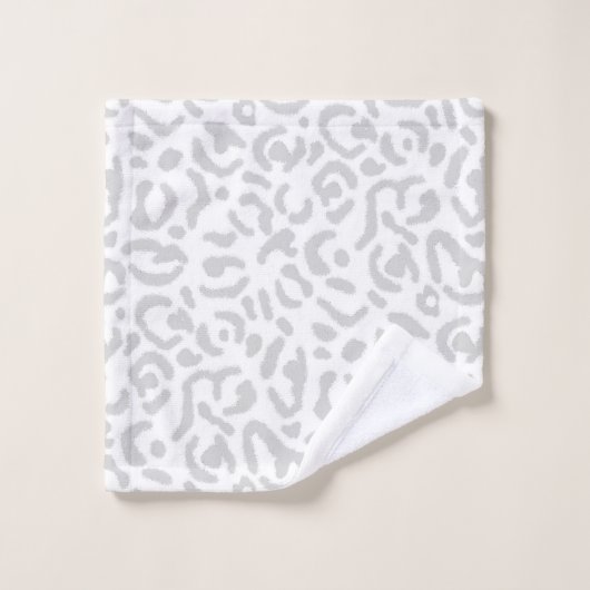 Hellgraue Leopardendrucke Badhandtuch Set (Waschlappen)