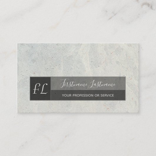 Hellgraue Marmorstruktur in Monogramm Visitenkarte (Vorderseite)