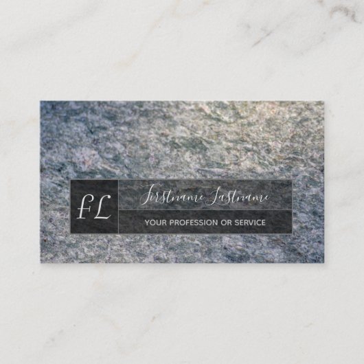 Hellgraue Marmorstruktur in Monogramm Visitenkarte (Vorderseite)
