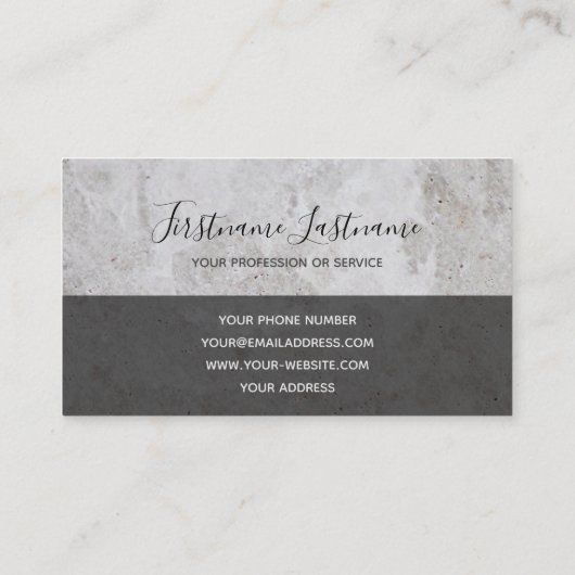 Hellgraue Marmorstruktur in Monogramm Visitenkarte (Rückseite)