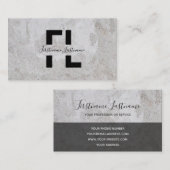 Hellgraue Marmorstruktur in Monogramm Visitenkarte (Vorne/Hinten)