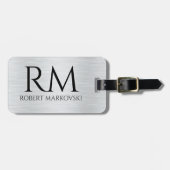 Hellgraue Metallic Textur Gepäckanhänger (Vorderseite horizontal)