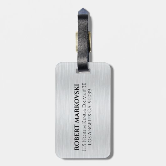 Hellgraue Metallic Textur Gepäckanhänger (Rückseite vertikal)