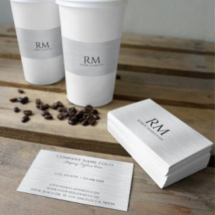 Hellgraue Metallic Textur Visitenkarte