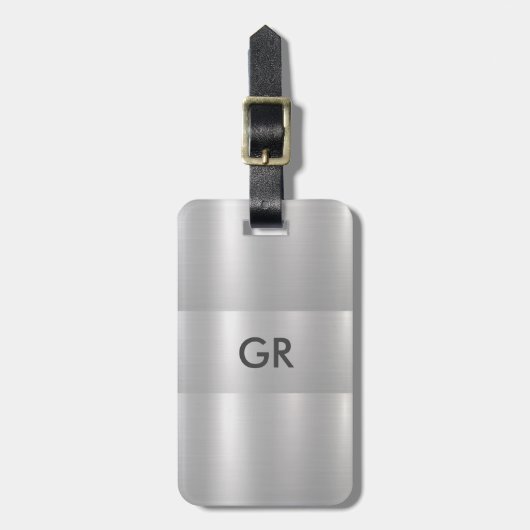 Hellgraue Metallstruktur | Grautypografie Gepäckanhänger (Vorderseite vertikal)