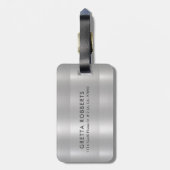 Hellgraue Metallstruktur | Grautypografie Gepäckanhänger (Rückseite vertikal)
