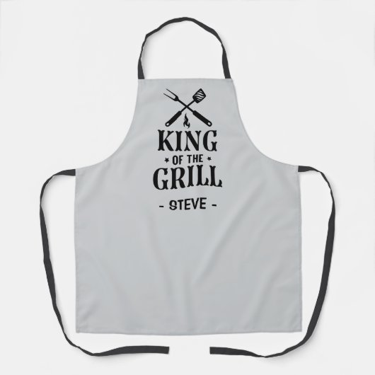 Hellgraue personalisierte König des Grills Schürze (Vorderseite)