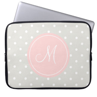 Hellgraue Punkte Rosa Individuelles Monogramm Laptopschutzhülle