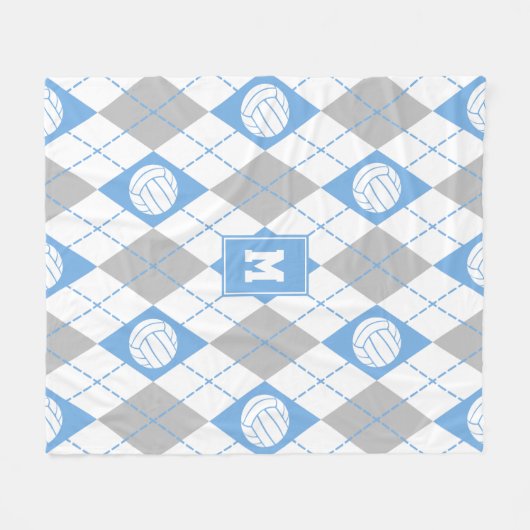 hellgraue Raute w Volleyballs Fleecedecke (Vorderseite (Horizontal))