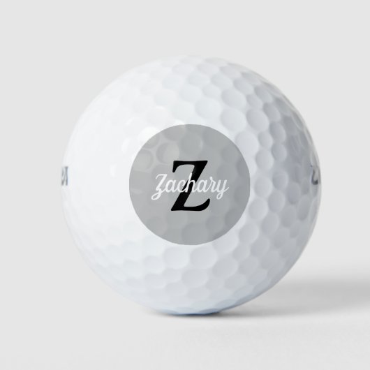 Hellgraue Schwarz-weiße Monogramm Retro Personalis Golfball (Vorderseite)
