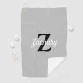 Hellgraue schwarze monogramm personalisiert golfhandtuch (Insitu)