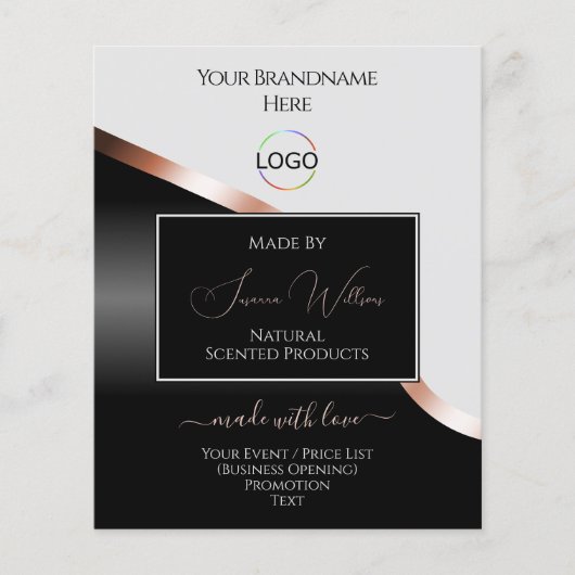 Hellgraue schwarze Rose Gold-Dekoration mit Logo Flyer (Vorne)