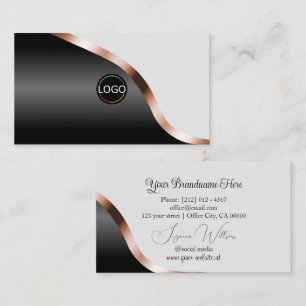 Hellgraue schwarze Rose Gold-Dekoration mit Logo Visitenkarte