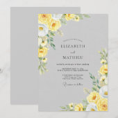 Hellgraue strahlende botanische Hochzeit Einladung (Vorne/Hinten)